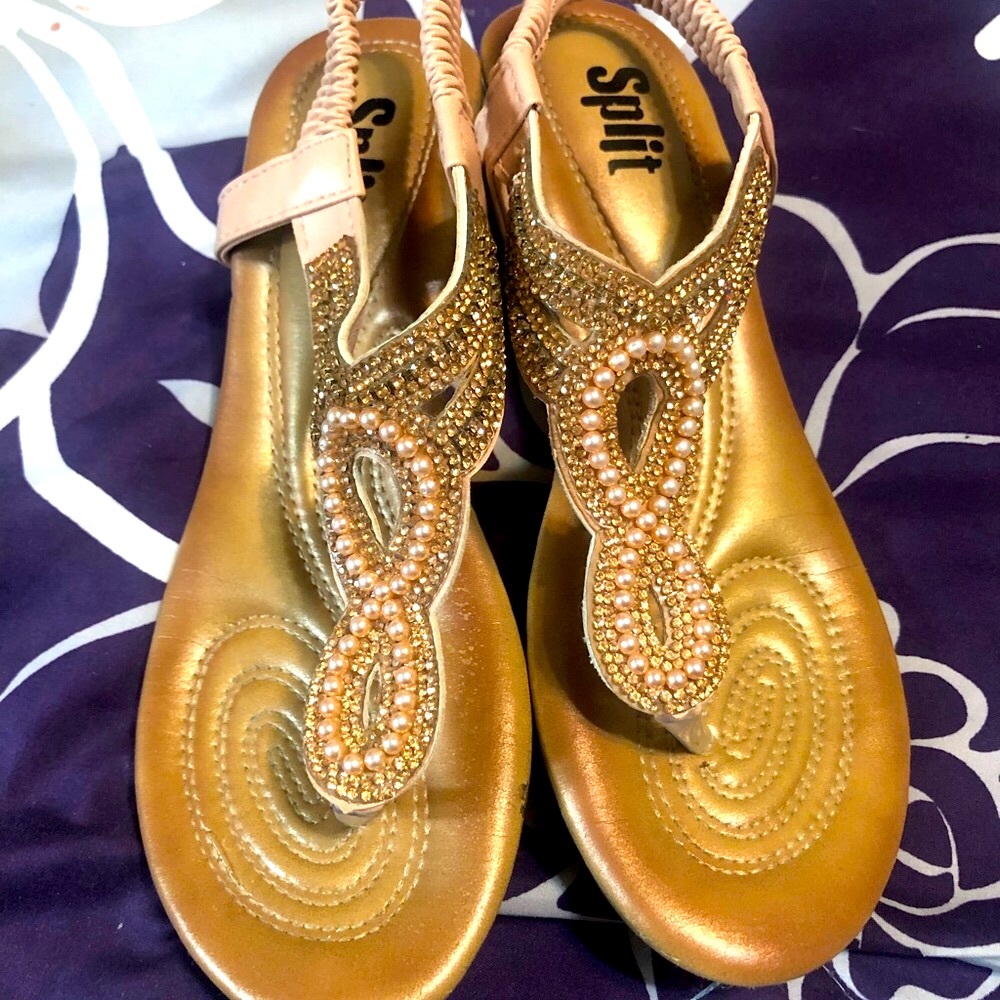 Split Glitter Sandals